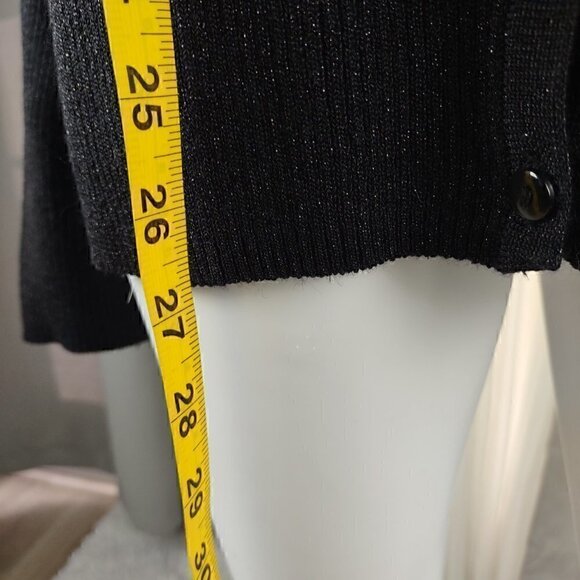 Merona Womens Dark Gray To Black Metallic Button Up Long Sleeve Sweater Size XL - Picture 6 of 10